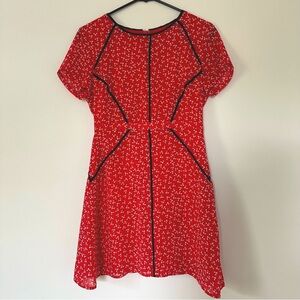 Red Floral Dress with Black Accents for and flare asos mini dress